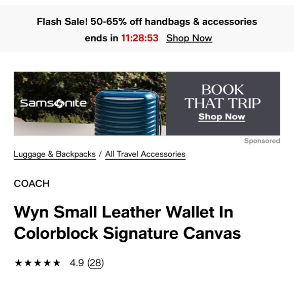 COACH Wyn Small Leather Wallet In Colorblock Signature Canvas NWOT - Picture 5 of 7